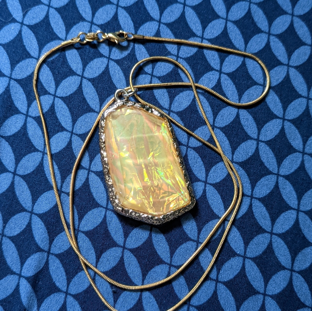 Huge citrine pendant gold necklace